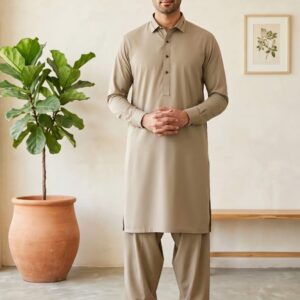 Olive Green - Kameez Shalwar Suit