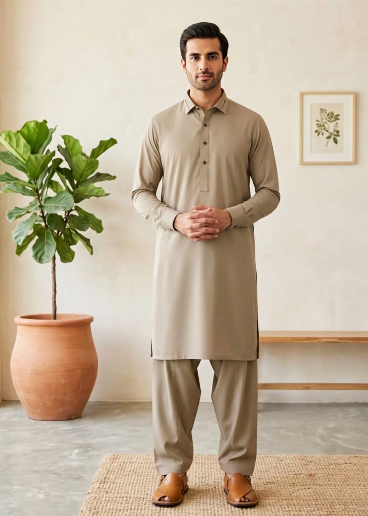 Olive Green - Kameez Shalwar Suit