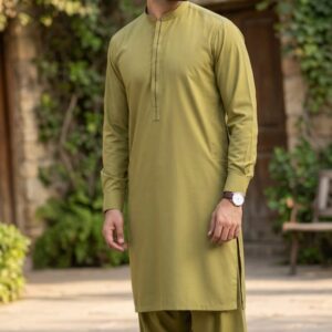 Yellowish-Green - Kameez Shalwar Suit