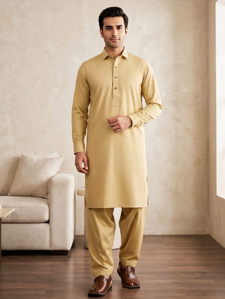 Khaki - Kameez Shalwar Suit