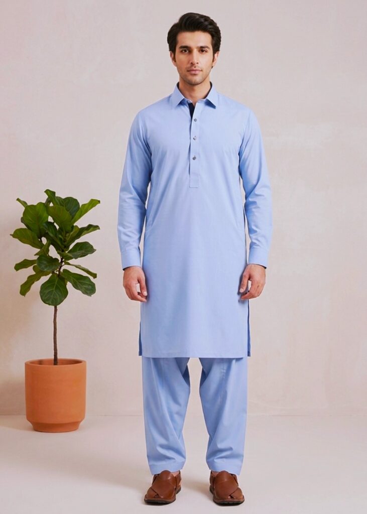 Sky Blue - Kameez Shalwar Suit