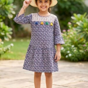 Black printed frock for kids