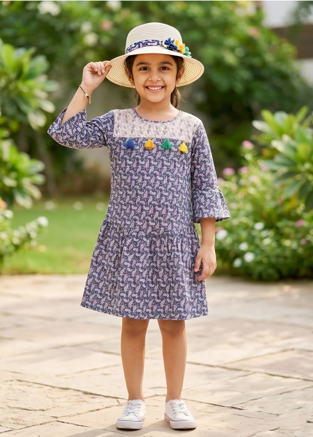 Black printed frock for kids